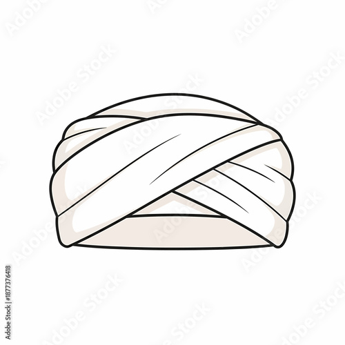 White Gauze Bandage Rolled Up Tightly.