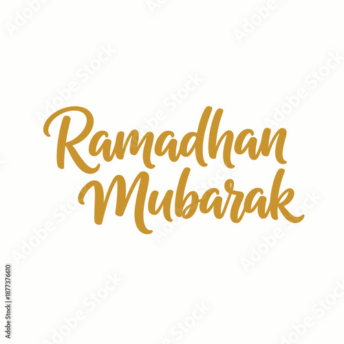 Ramadhan Mubarak Golden Cursive Text Design.