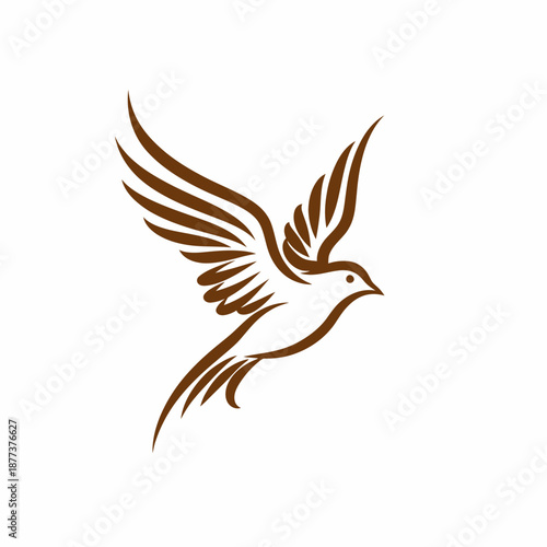 Stylized Dove in Flight Illustration.