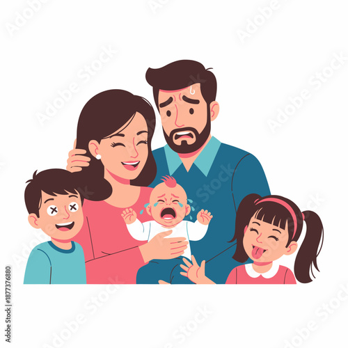 Happy Family with Children and Baby.