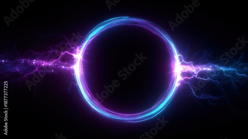 Wallpaper Mural Vibrant Energy Circles with Electric Pulses in Dark Background Torontodigital.ca