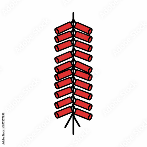 Red chili peppers hanging on string.