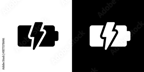 バッテリー・充電中・空のシンプルアイコン（ベクター）