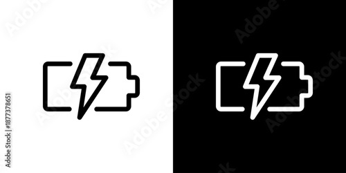 バッテリー・充電中・空のシンプルアイコン（ベクター）