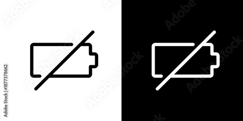 バッテリーなし・禁止（斜線）のシンプルアイコン（ベクター）