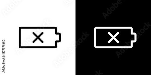 バッテリーなし・バツマークのシンプルアイコン（ベクター）