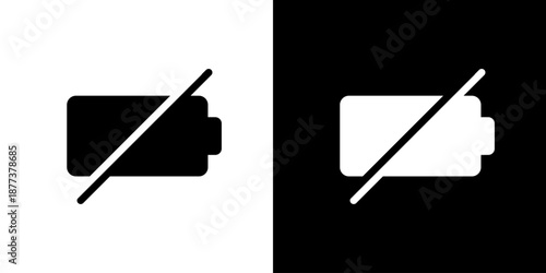 バッテリーなし・禁止（斜線）のシンプルアイコン（ベクター）