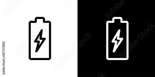 バッテリーに雷マークのアイコン（ベクター）