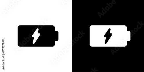 バッテリーに雷マークのアイコン（ベクター）