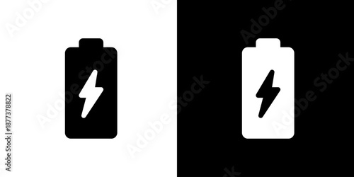 バッテリーに雷マークのアイコン（ベクター）