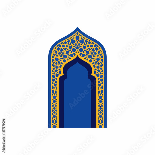Ornate Blue and Gold Islamic Archway Design.