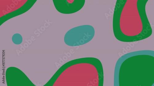 Abstract colorful shapes on a purple background.