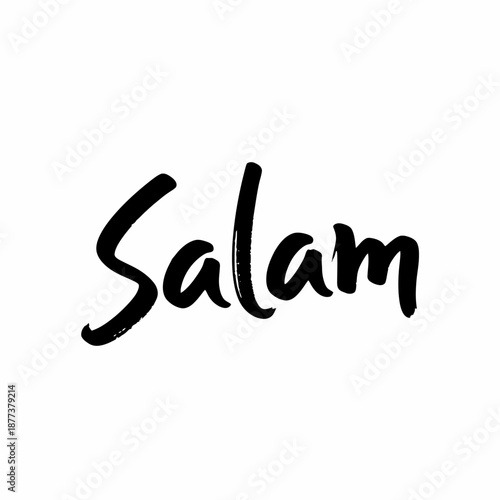 Salam Handwritten Text on White Background.