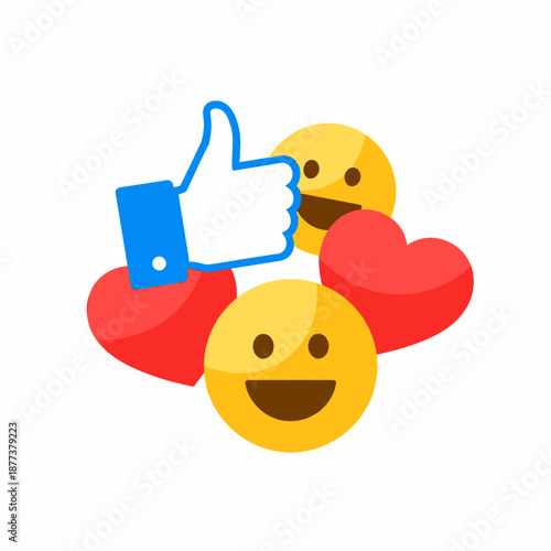 Smiling Emoji with Hearts and Thumbs Up.