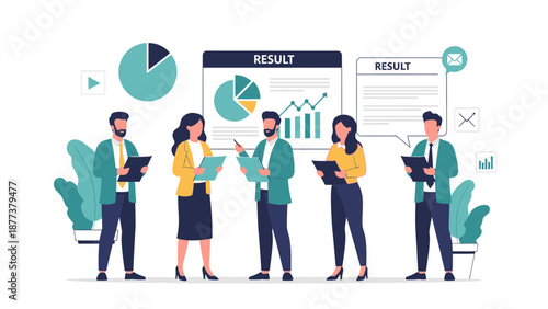 Business Team Analyzing Financial Data and Charts for Results