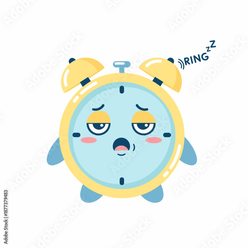 Cute Cartoon Alarm Clock with Face.