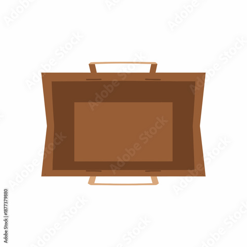 Brown Leather Briefcase with Handles Open.