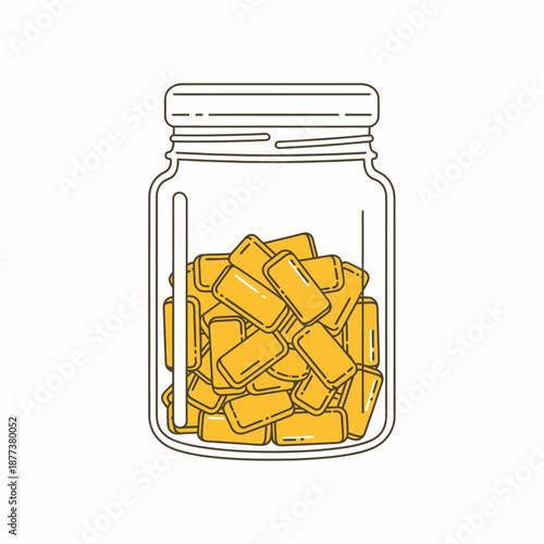 Jar Filled with Gold Bars Illustration.