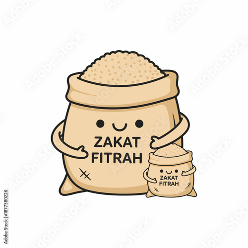 Cartoon Rice Sacks with Smiling Faces.