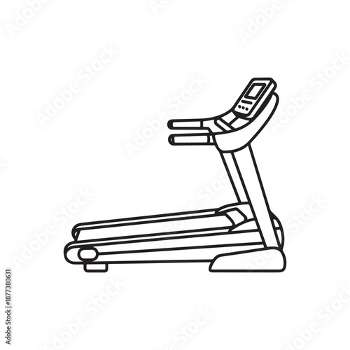 Modern treadmill machine for cardio exercise in gym or home fitness setup on white background