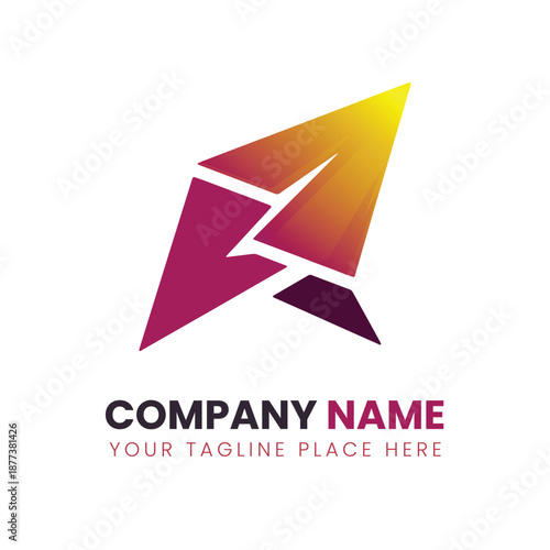 Dynamic lightning bolt arrow logo symbolizing speed, power and innovation. Ideal for technology, energy, startup, marketing, esports or digital business branding. High quality vector logo.