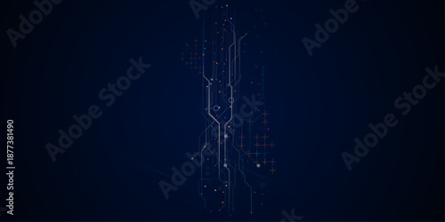 Vector cloud data technology blue background and network concept. Circuit board frame with an empty place in the center on a technology blue background.