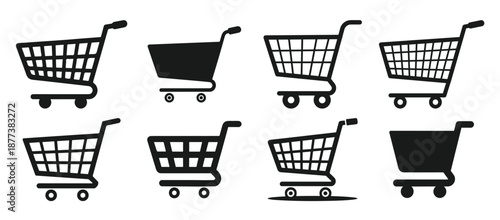 shopping cart icons silhouette shopping basket icon