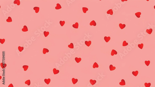 Red Heart Pattern on Pink Background, Valentine’s Day Love Texture