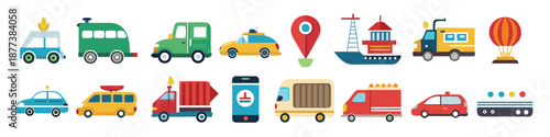 transportation icon set collection illustration