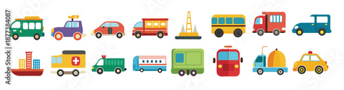 transportation icon set collection illustration 