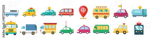 transportation icon set collection illustration