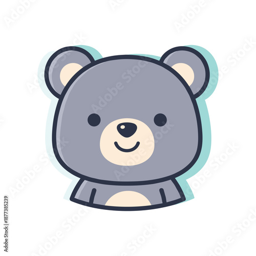 Cute Cartoon Gray Bear Illustration