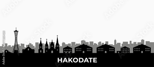 Hakodate city skyline panorama silhouette vector illustration