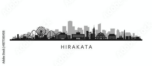Hirakata Japan city skyline silhouette vector illustration