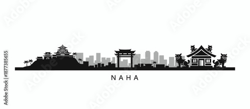 Naha Okinawa Japan city skyline silhouette vector illustration