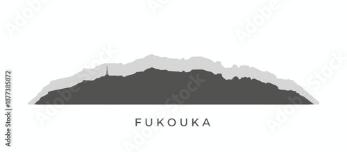 Fukuoka city mountain skyline silhouette vector illustration