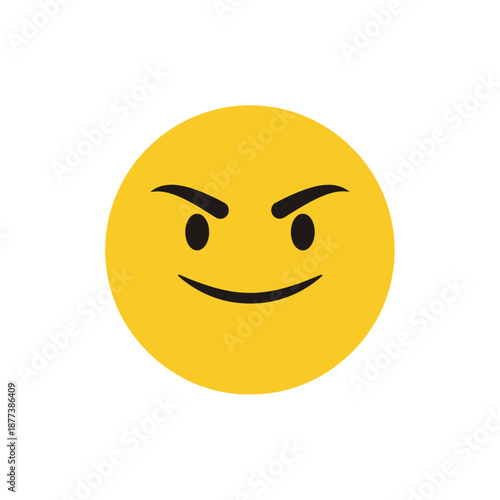 Wicked Smiley Face Emoji Icon - Evil Grin and Mischievous Eyes
