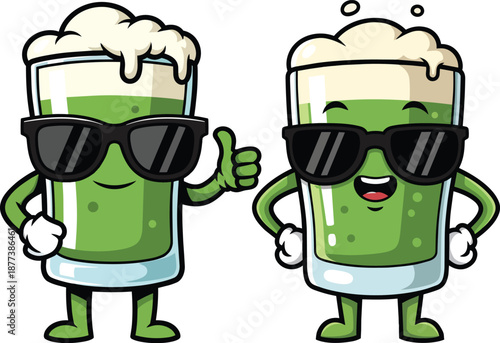 St. Patrick's Day Green Beer Mug Cartoon Characters