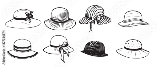 summer hats vintage collection for elegant woman female and