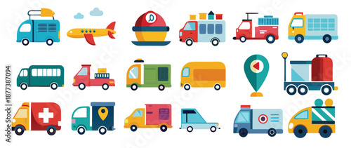 transportation icon set collection illustration