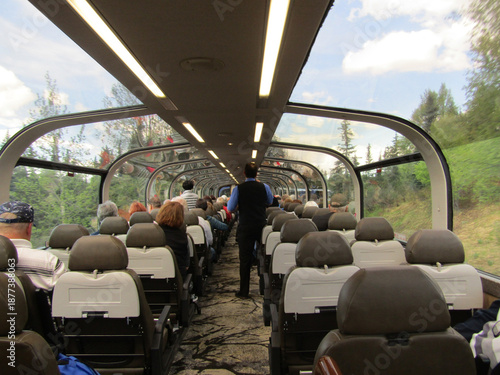 Tourists train ride from Talkeetna to Denali in Alaska.