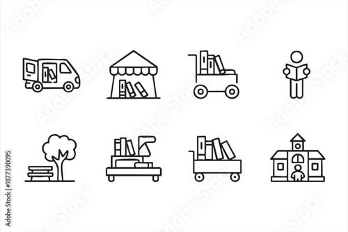 Public education outreach interface symbols for library transport services