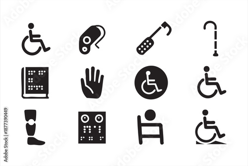 Accessibility UI icons for assistive technology and inclusive design apps