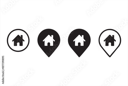 Home location UI icons for map navigation and address finder apps