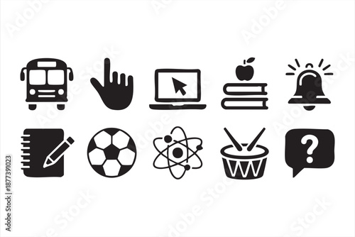School platform interface symbols for teaching and learning tools
