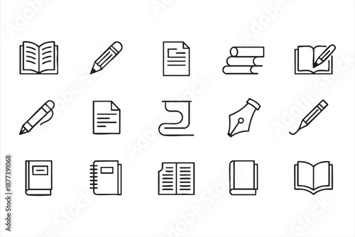 Document and writing UI icons for note taking and file management apps