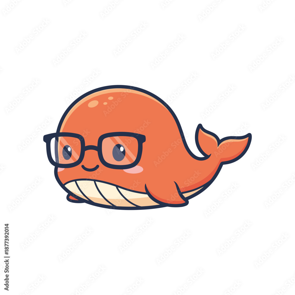 Obraz premium Whale Character Illustration with Glasses