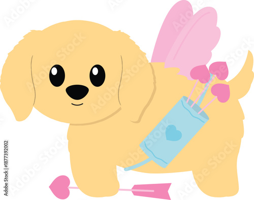 Adorable Puppy Cupid with Heart Arrows