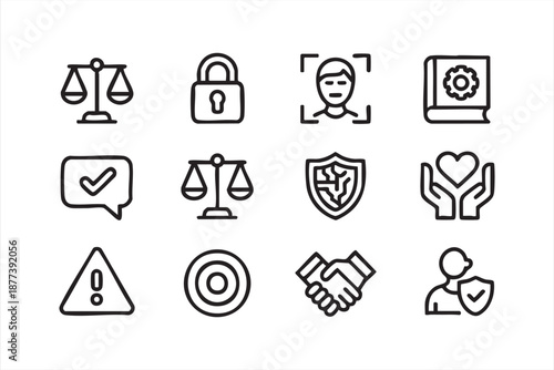 UI security icon kit for privacy dashboards, authentication apps, data protection websites