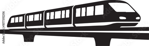 Monorail Train Silhouette Icon Elevated Rail Transport